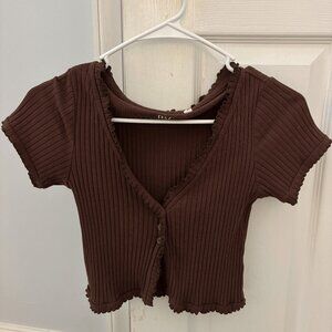 Pacsun XS Brown Cropped Tshirt/Tank